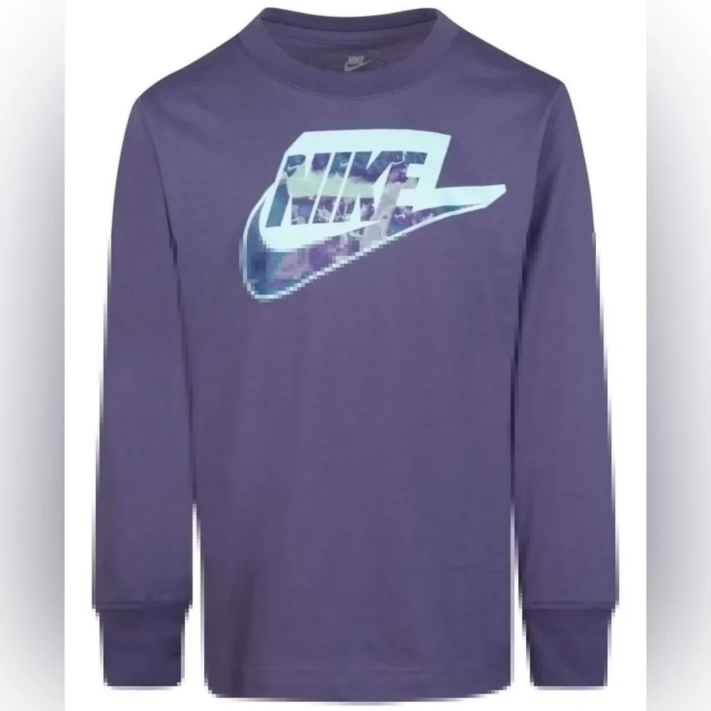 Nike Little Boys Futura Printed T-shirt size 7 Long Sleeve T-shirt Canyon Purple - Picture 2 of 8
